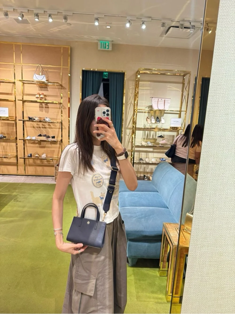 NWT Tory Burch black Pebbled Leather Mini Tote with Gold Logo